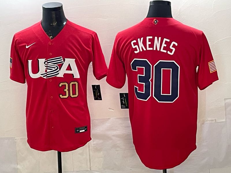 Men 2026 World Cub USA #30 Skenes Red Nike MLB Jersey style 006->->MLB Jersey